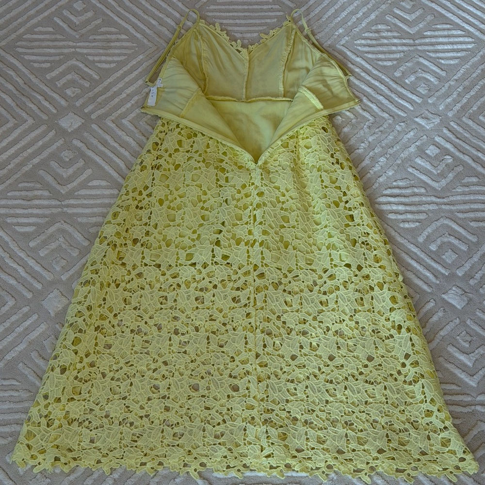 ASTR The Label Lemon Yellow Lace Midi Dress Wedding Guest Bridal Shower Spring - Picture 9 of 14
